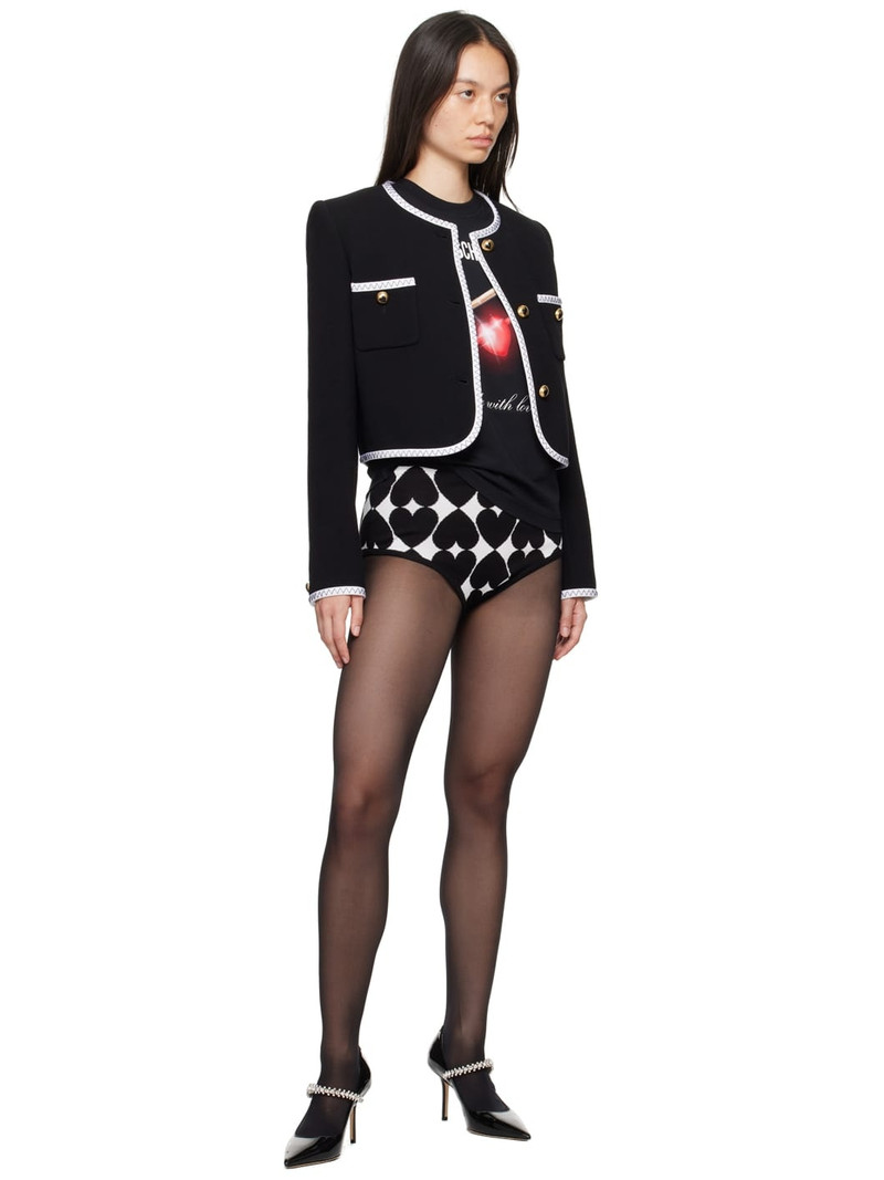 Moschino Black & White Optical Print Shorts outlook