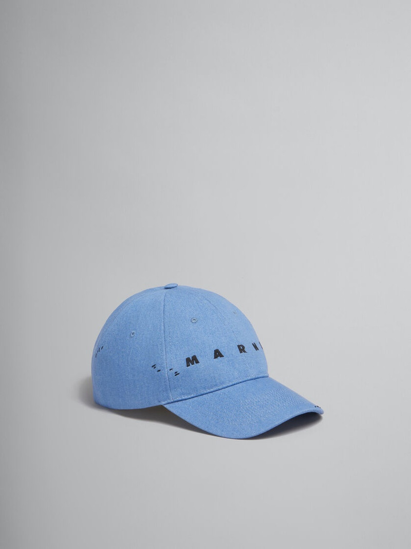 BLUE DENIM CAP WITH MARNI MENDING 1