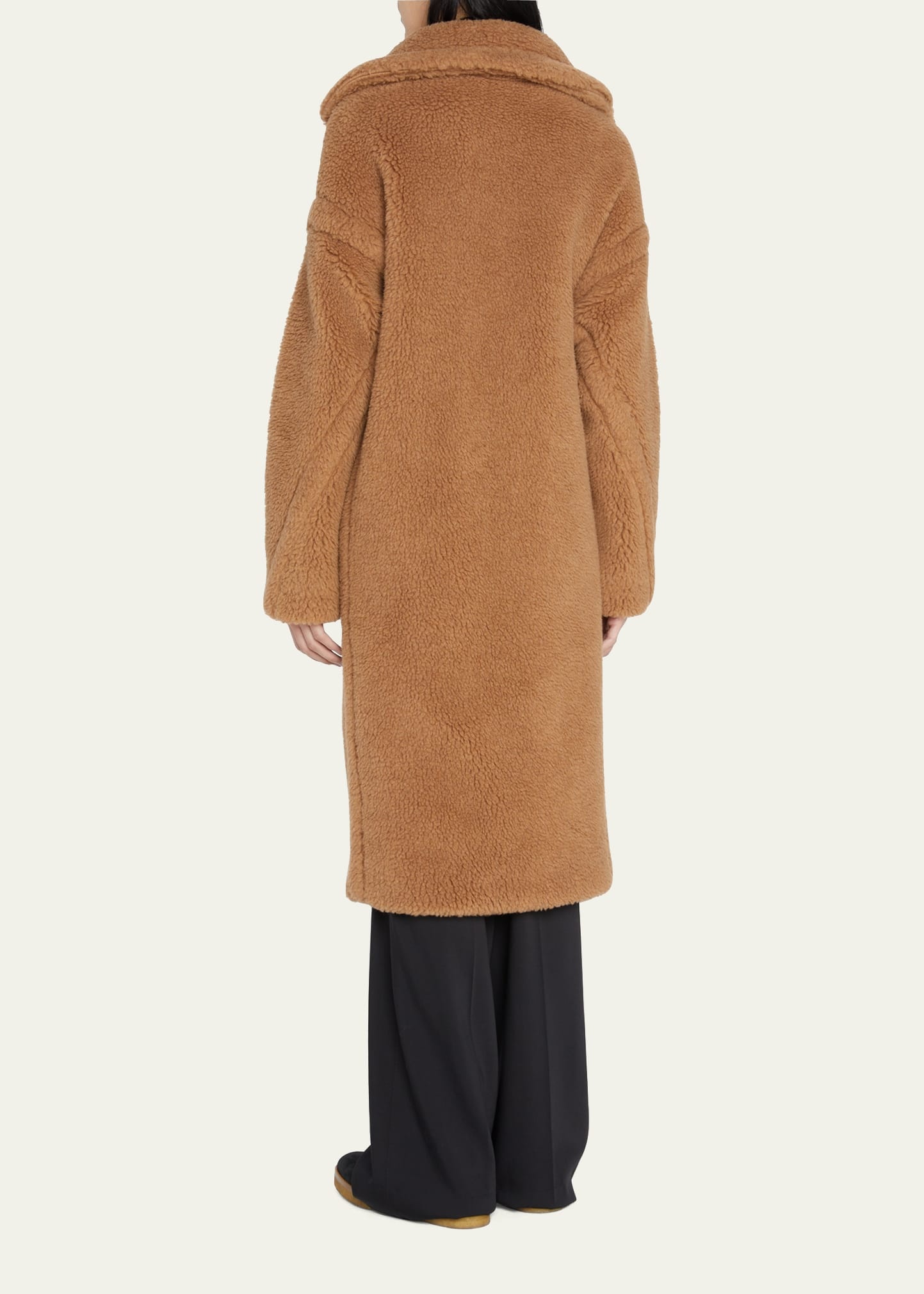 Double-Breasted Camel Hair Blend Teddy Coat - 3