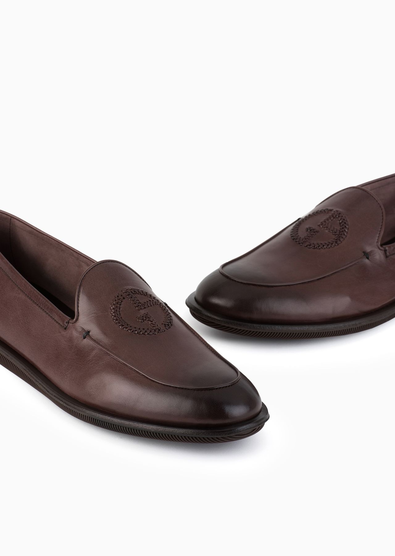 Vintage nappa leather loafers with embroidered logo - 4