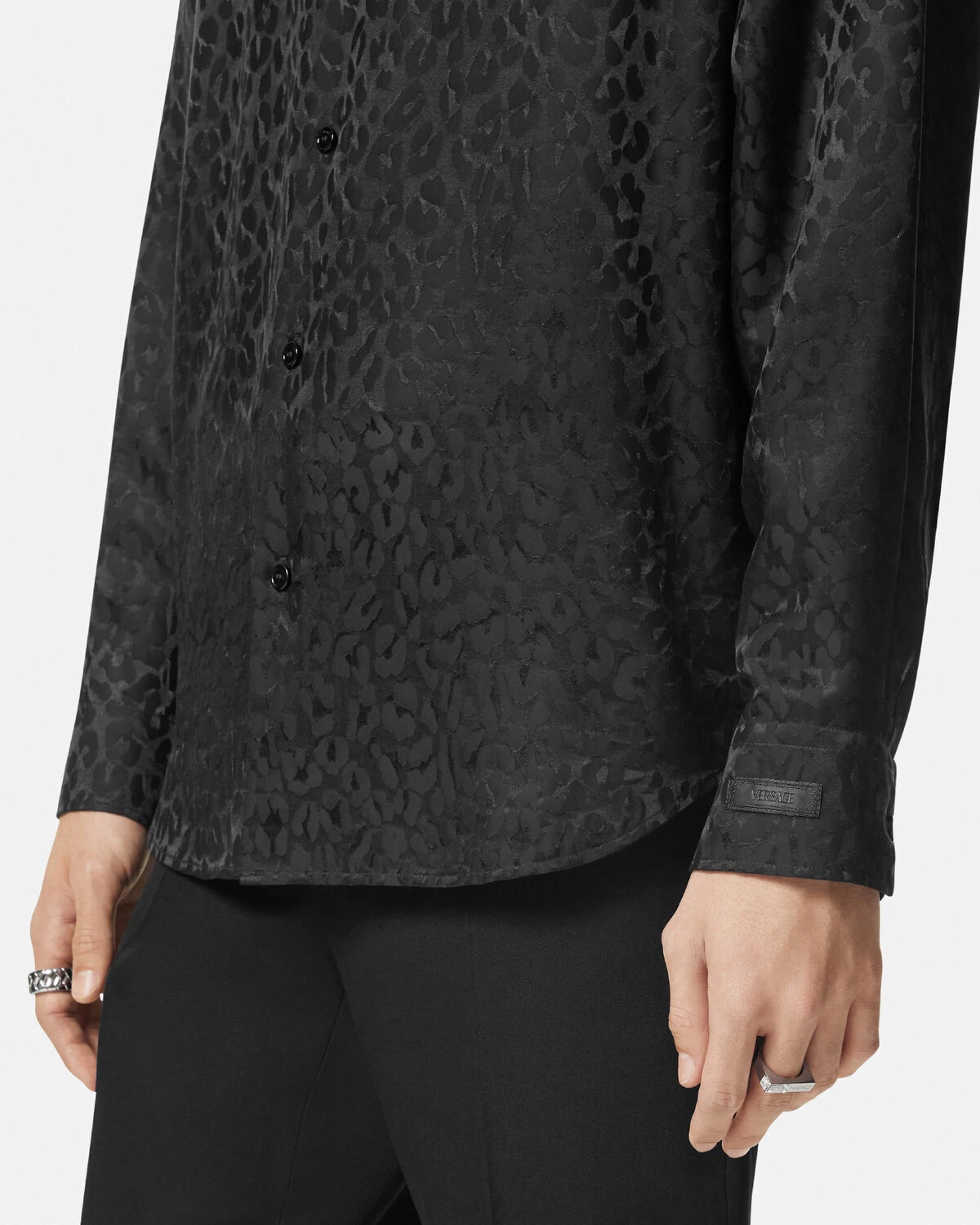 Leopard Jacquard Satin Shirt - 3