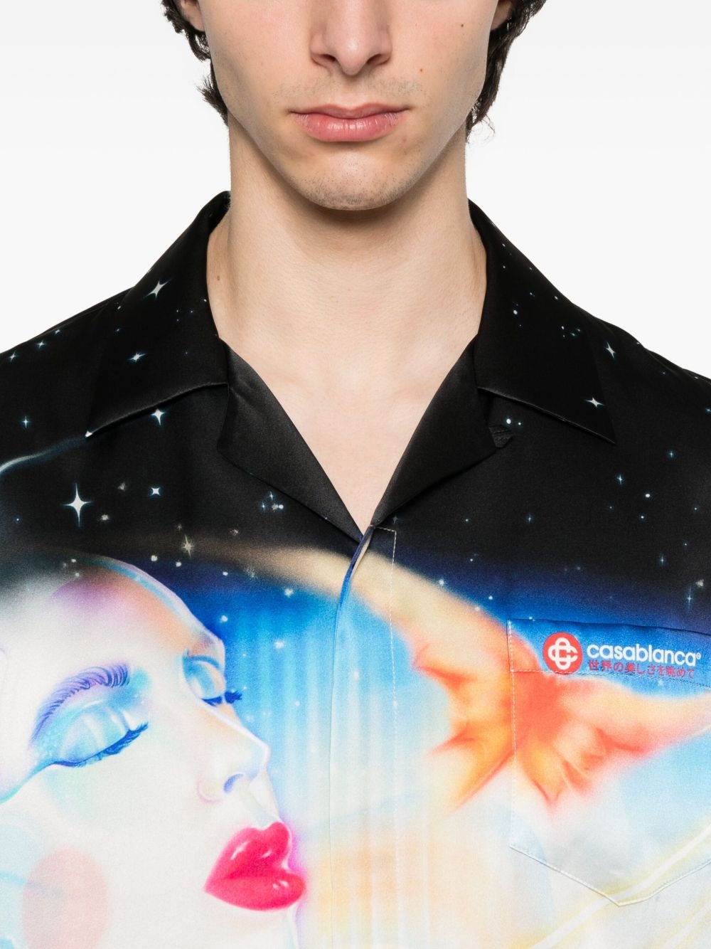 celestial-print silk shirt - 5