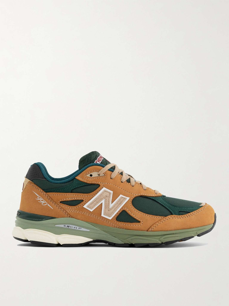 MADE in USA 990v3 Leather-Trimmed Mesh and Suede Sneakers 1