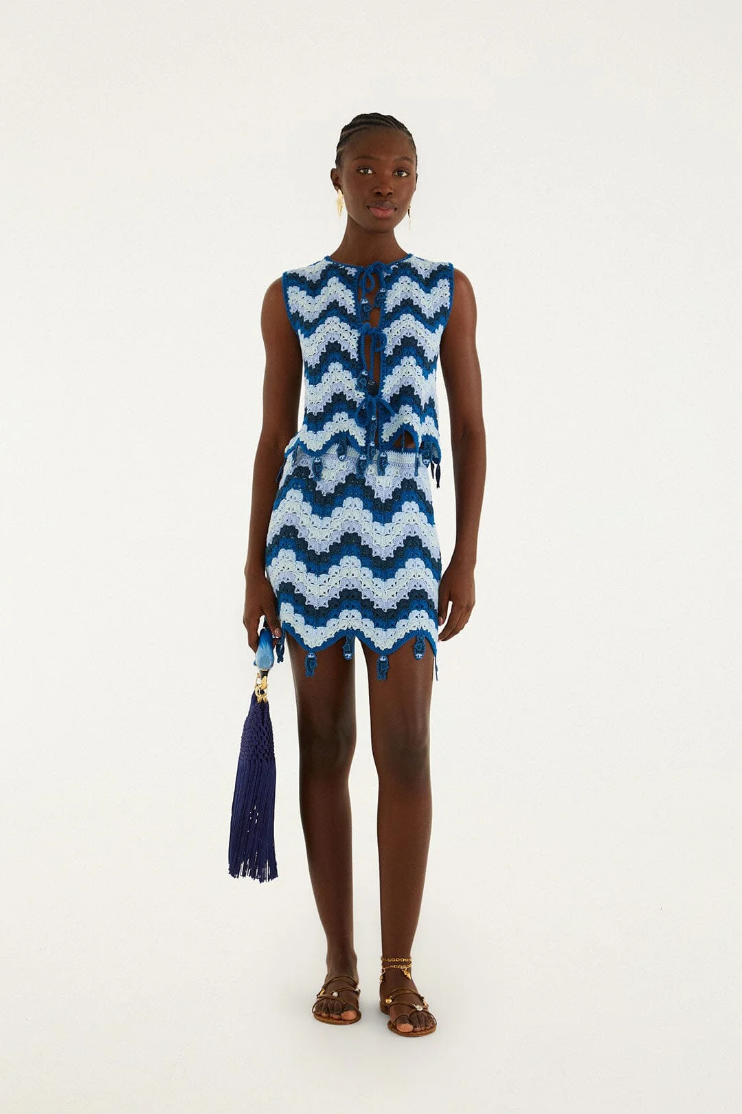 Blue Waves Crochet Mini Skirt - 1
