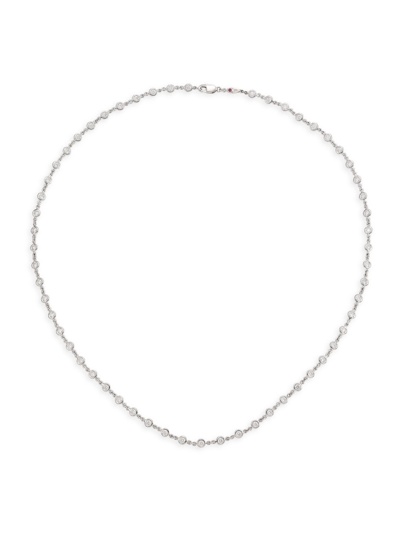 Women's 18K White Gold & Diamond Station Necklace - White 1
