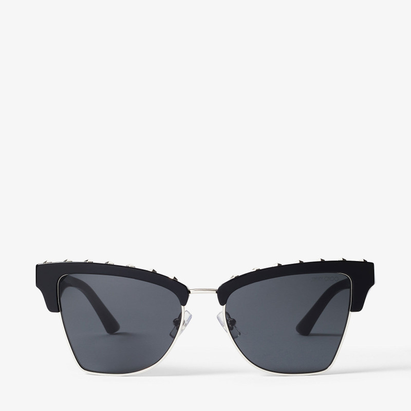 Maxime Black Butterfly Frame Sunglasses with Studs 1