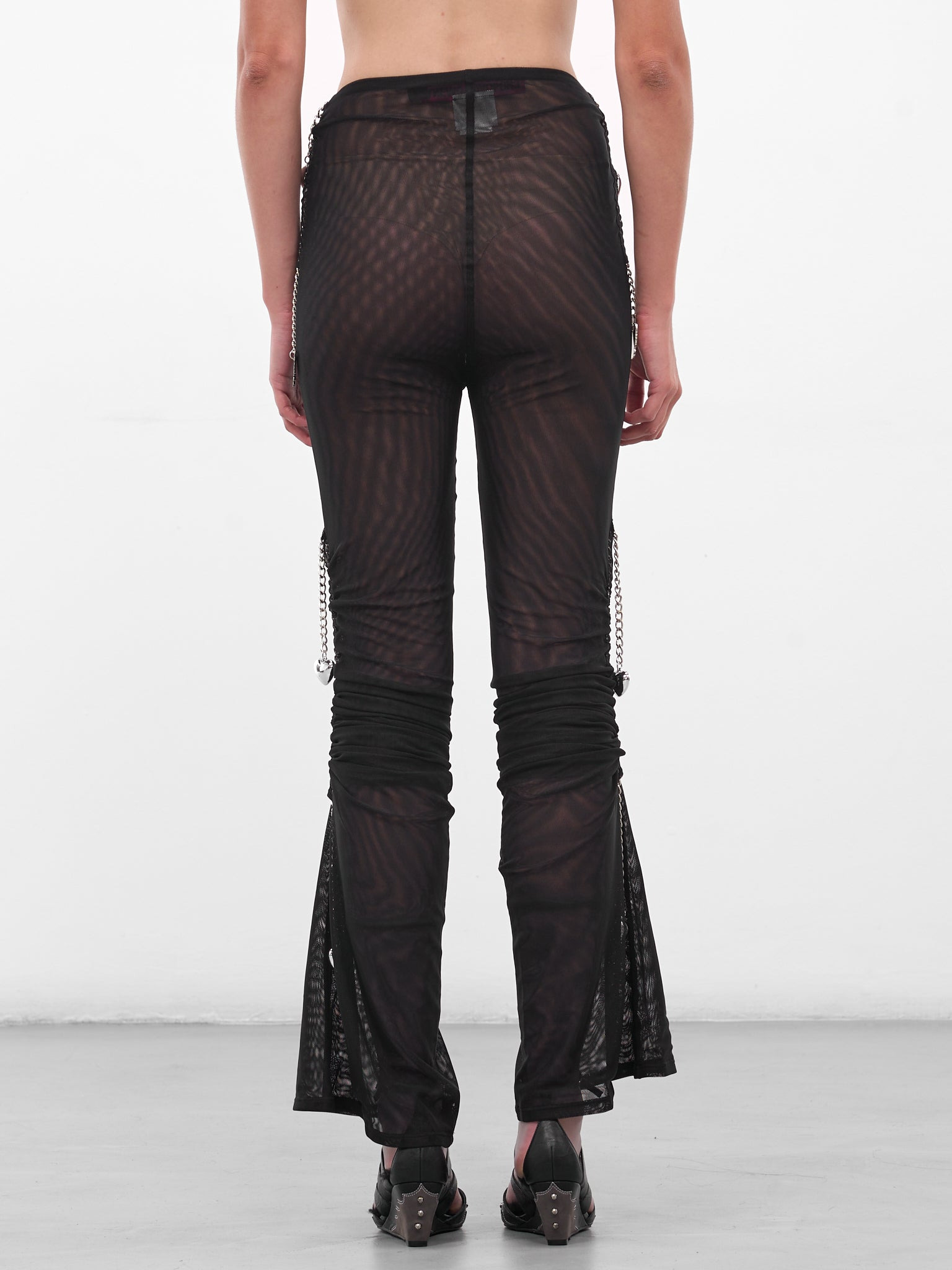 Black Sonicscape Mesh Flare Leggings - 3