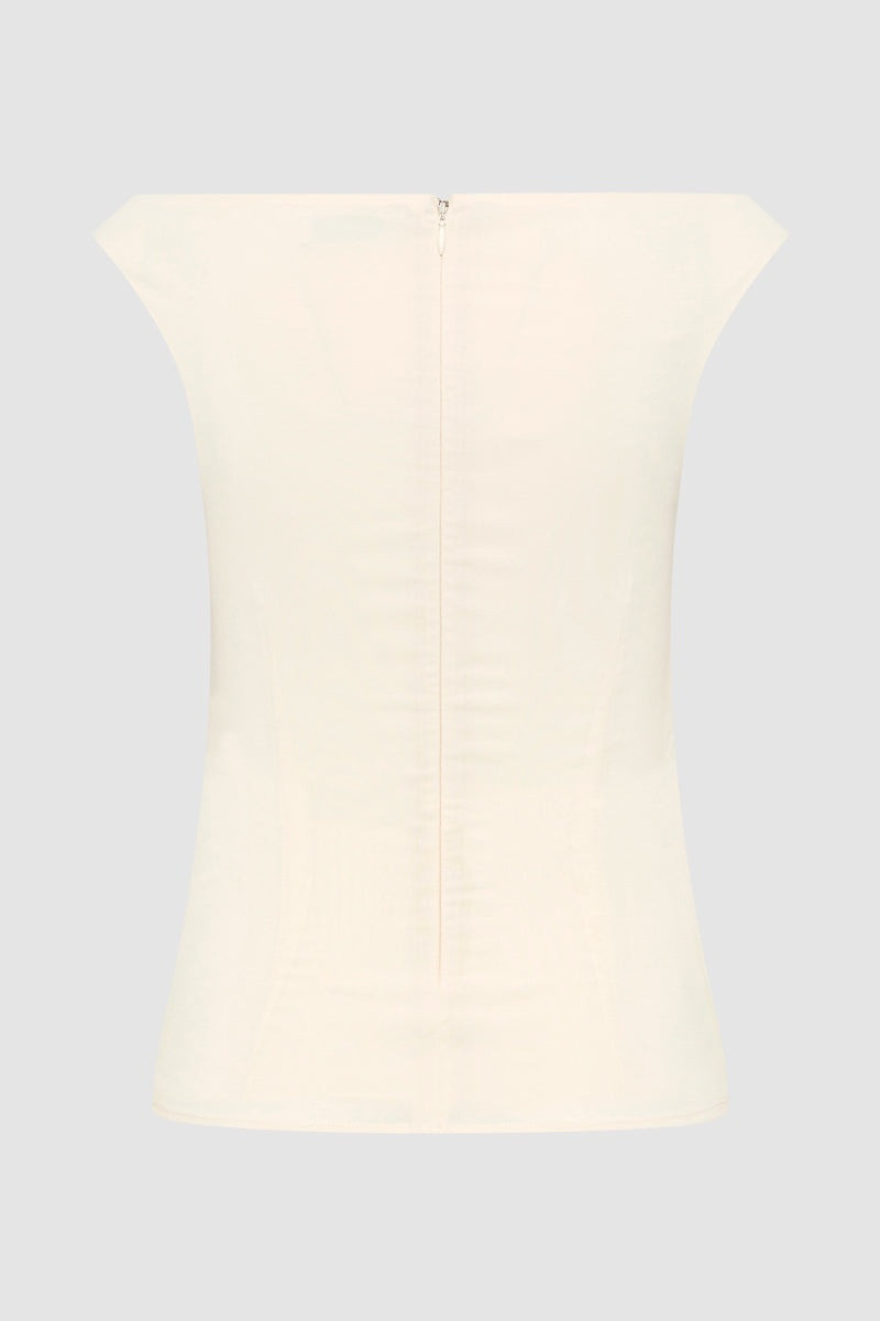 ST. AGNI Slim Bateau Top - Off White outlook