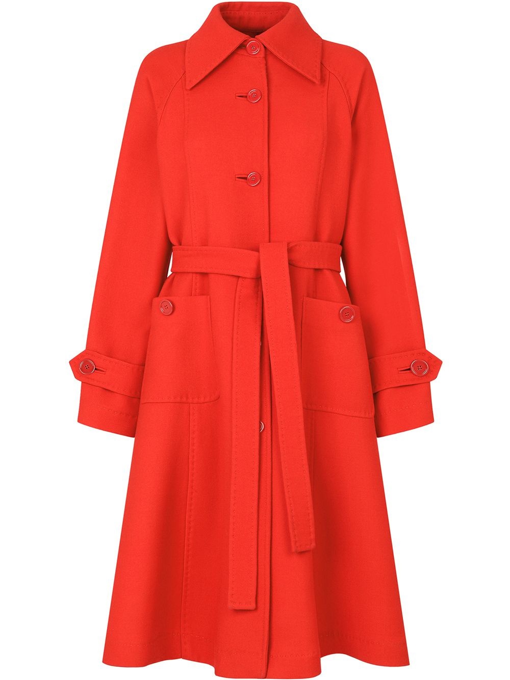 belted A-line trench coat - 1