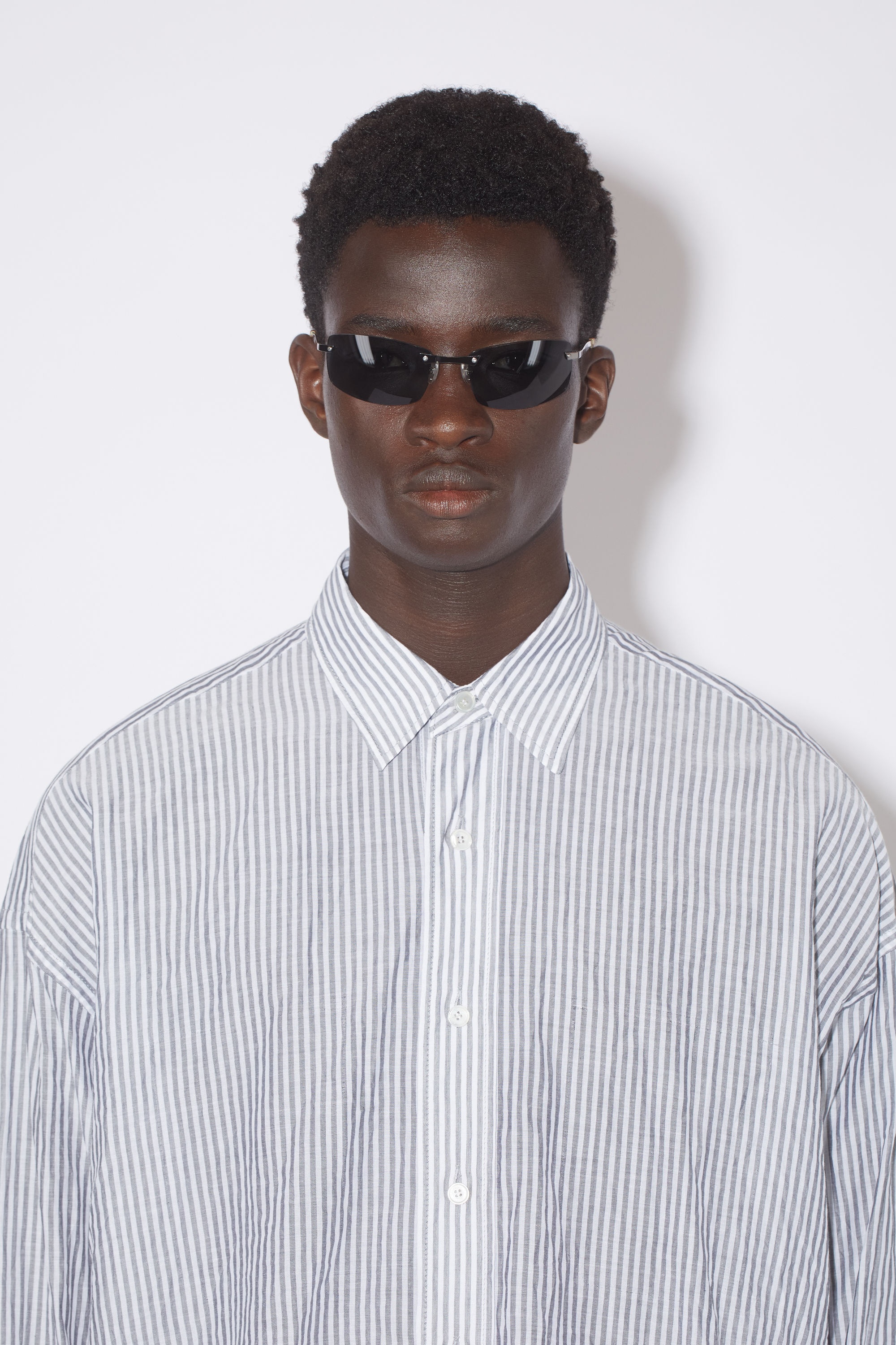 Stripe button-up shirt - Grey/white - 4