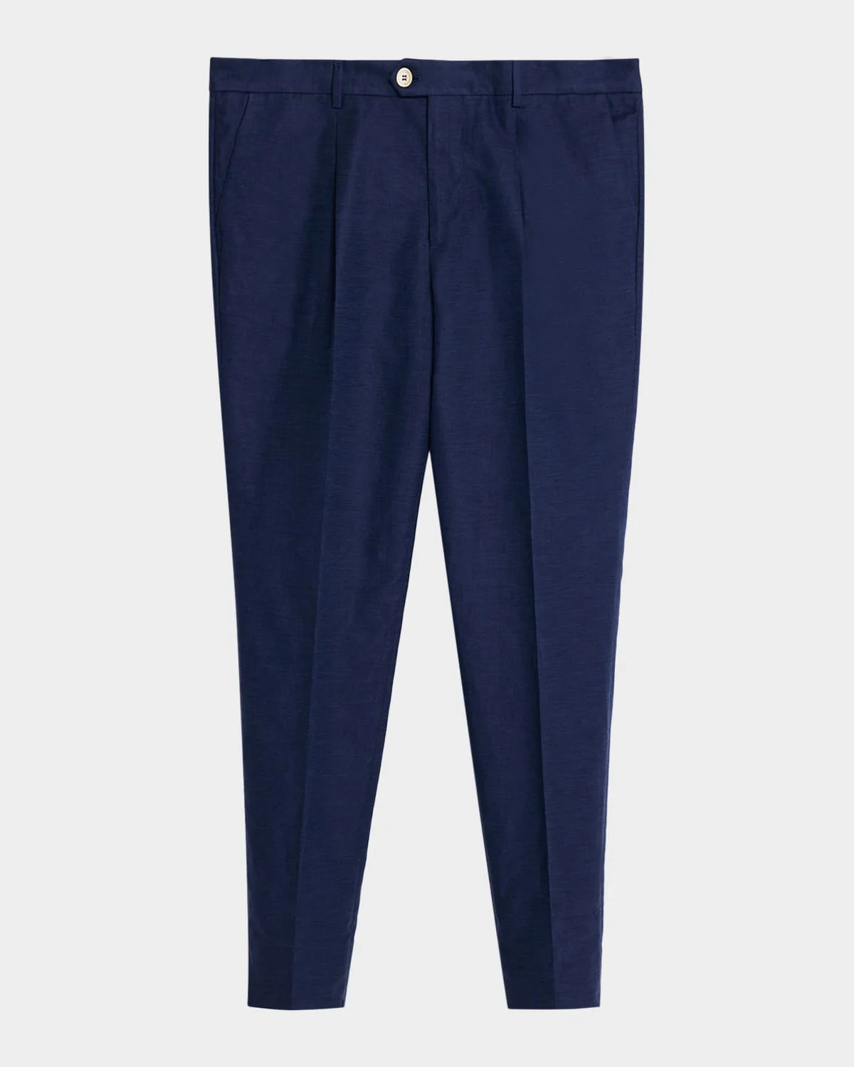 Men's Cotton and Linen Leisure-Fit Pleated Trousers - 1