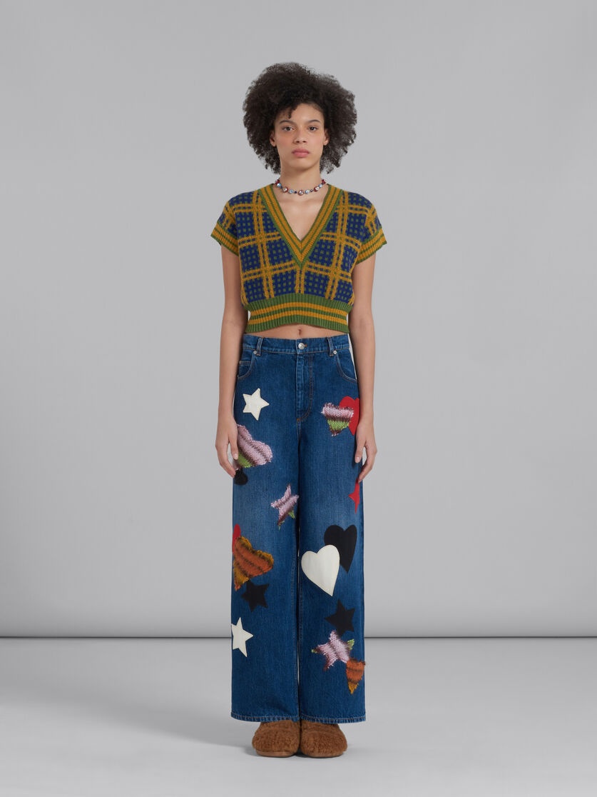 BLUE DENIM TROUSERS WITH PATCHES - 2