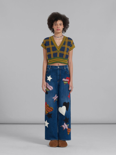 Marni BLUE DENIM TROUSERS WITH PATCHES outlook