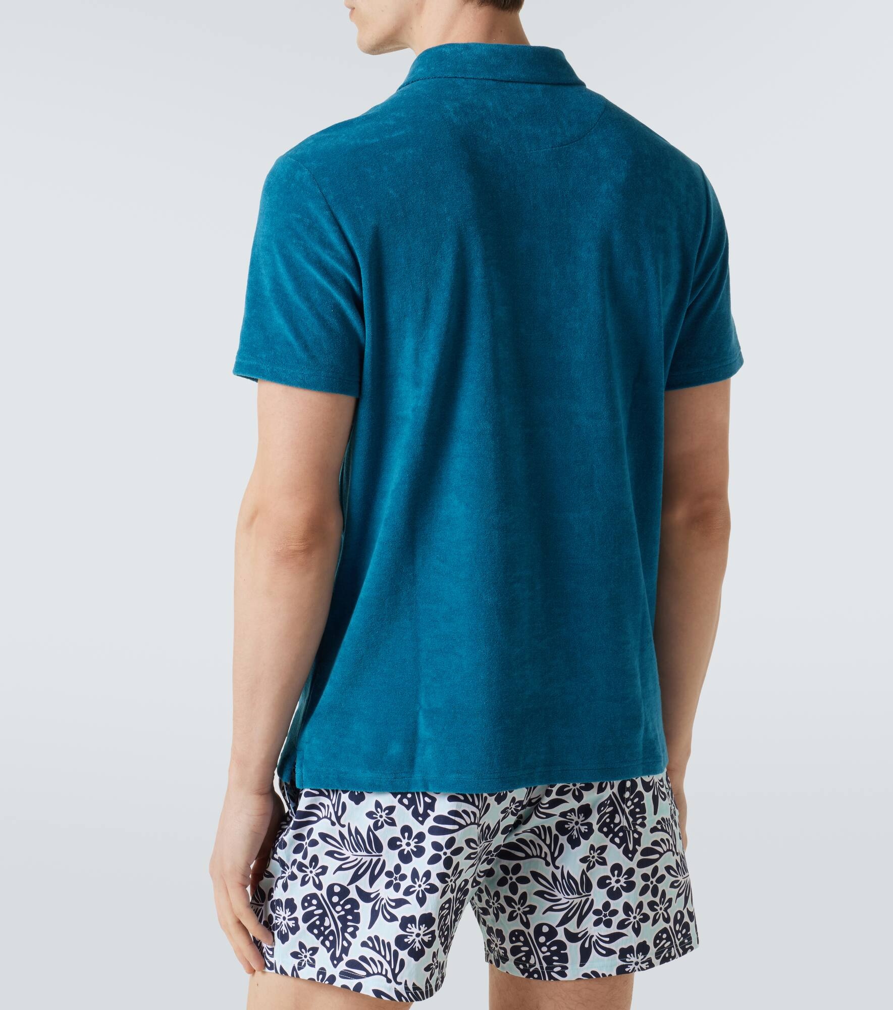 Cotton-blend terry polo shirt - 4