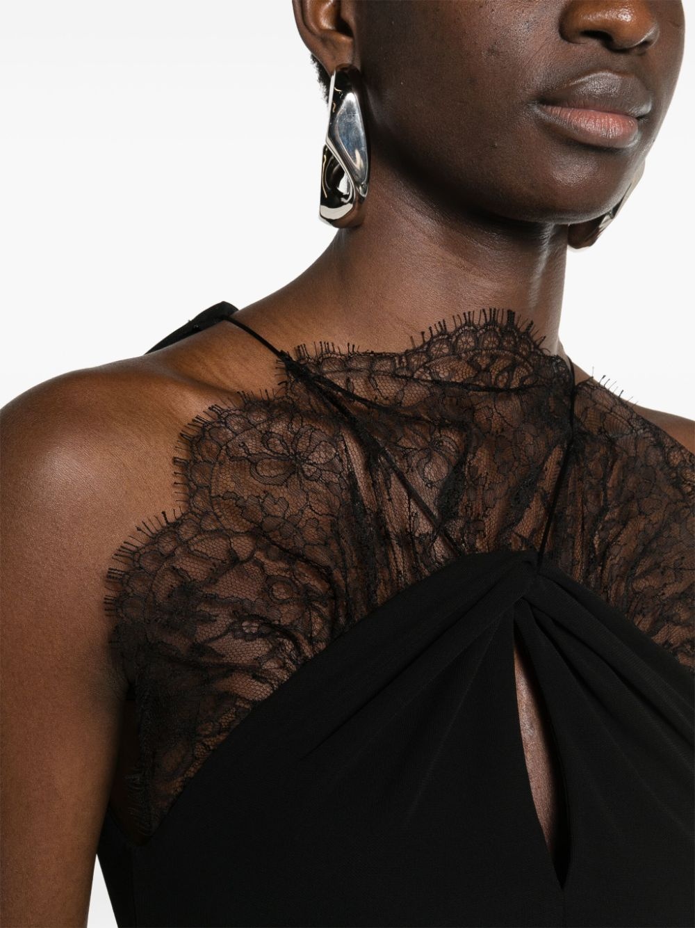 lace-appliquÃ© halterneck midi dress - 5