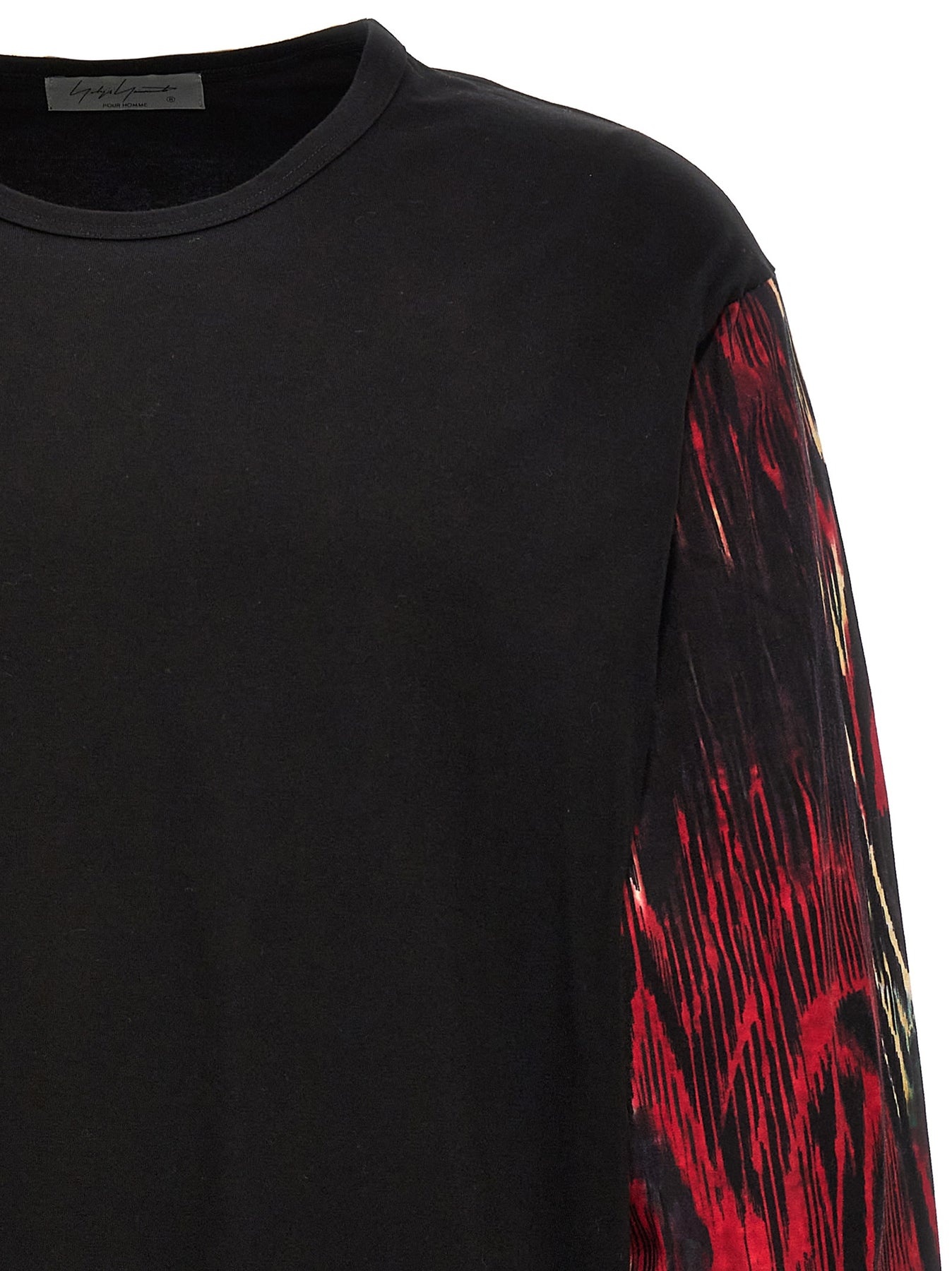 Tシャツ・カットソー YOHJI YAMAMOTO Contrast sleeve t-shirt Black Yohji Yamamoto Contrast Sleeve T-Shirt Black | wananluxury