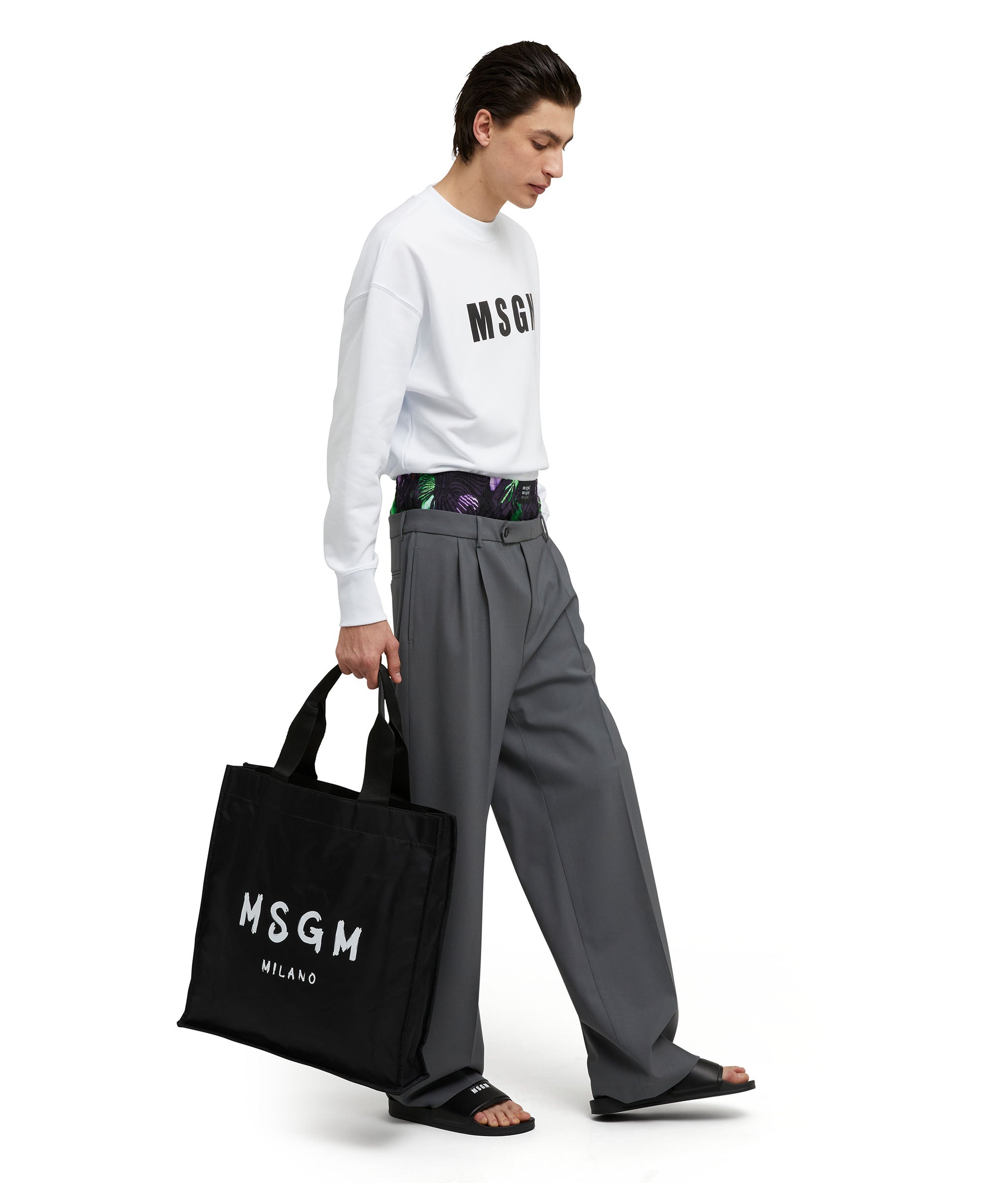 MSGM signature nylon tote bag with brush stroke logo - 5