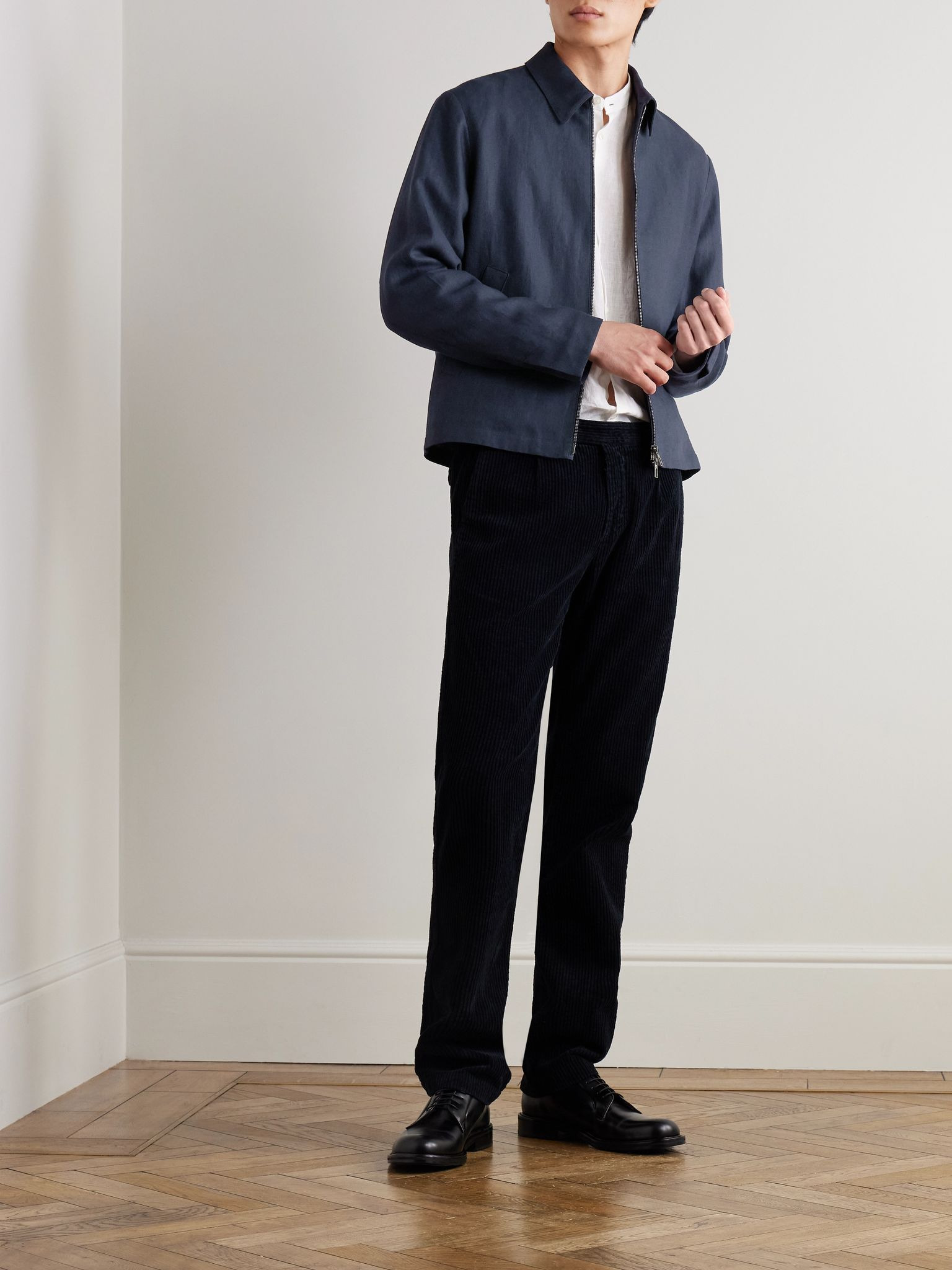 Maurin Linen-Twill Blouson Jacket Navy - 2