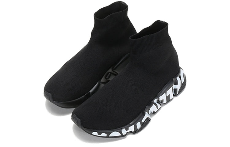 (WMNS) Balenciaga Speed Graffiti Sneakers 'Black Knit White Graffiti Sole Unit' 605942W2DB71006 - 3