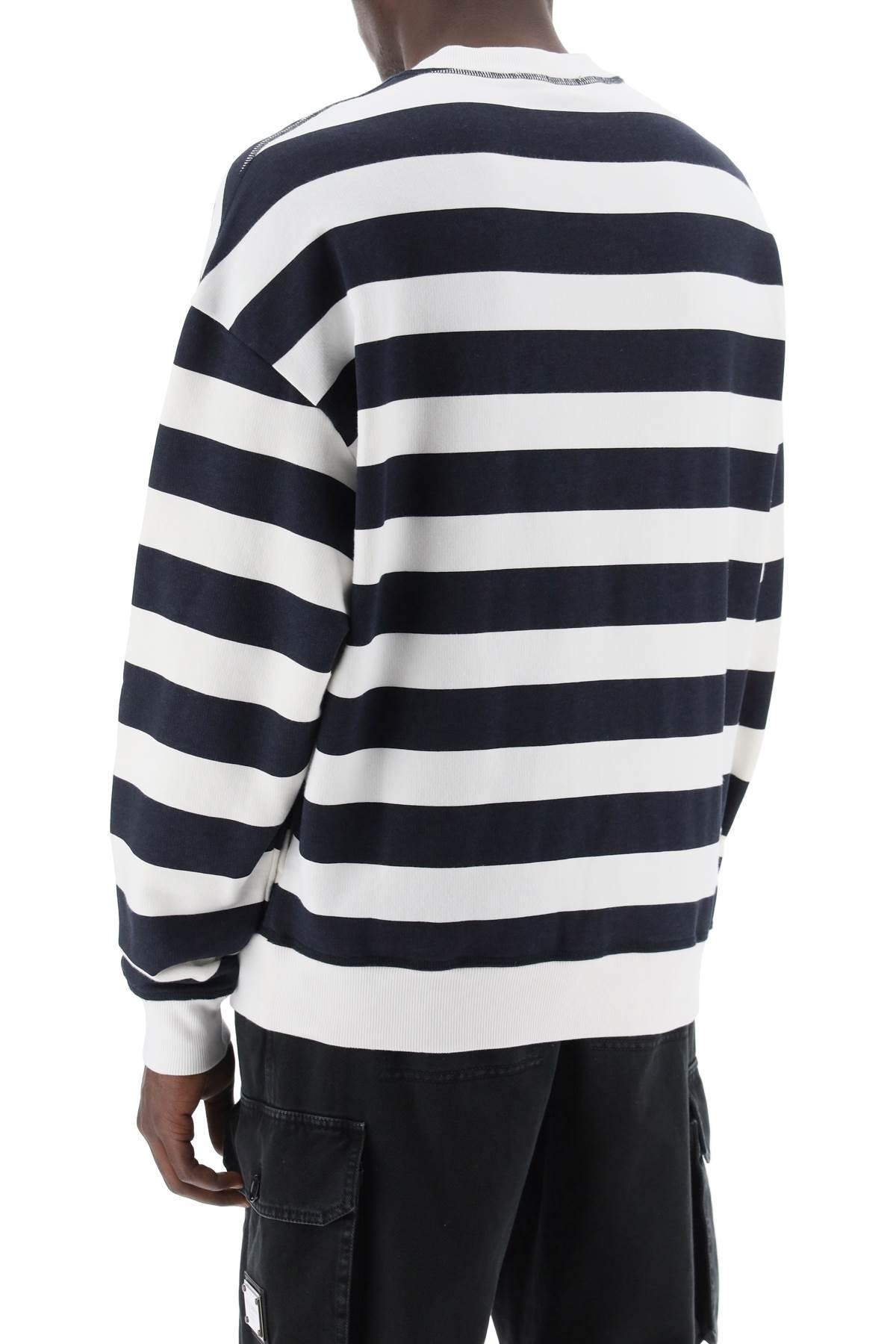 Dolce & Gabbana Striped Sweatshirt With Embroidered Logo - 4