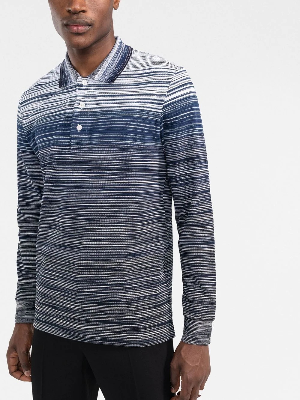 marl-knit long-sleeve polo shirt - 3