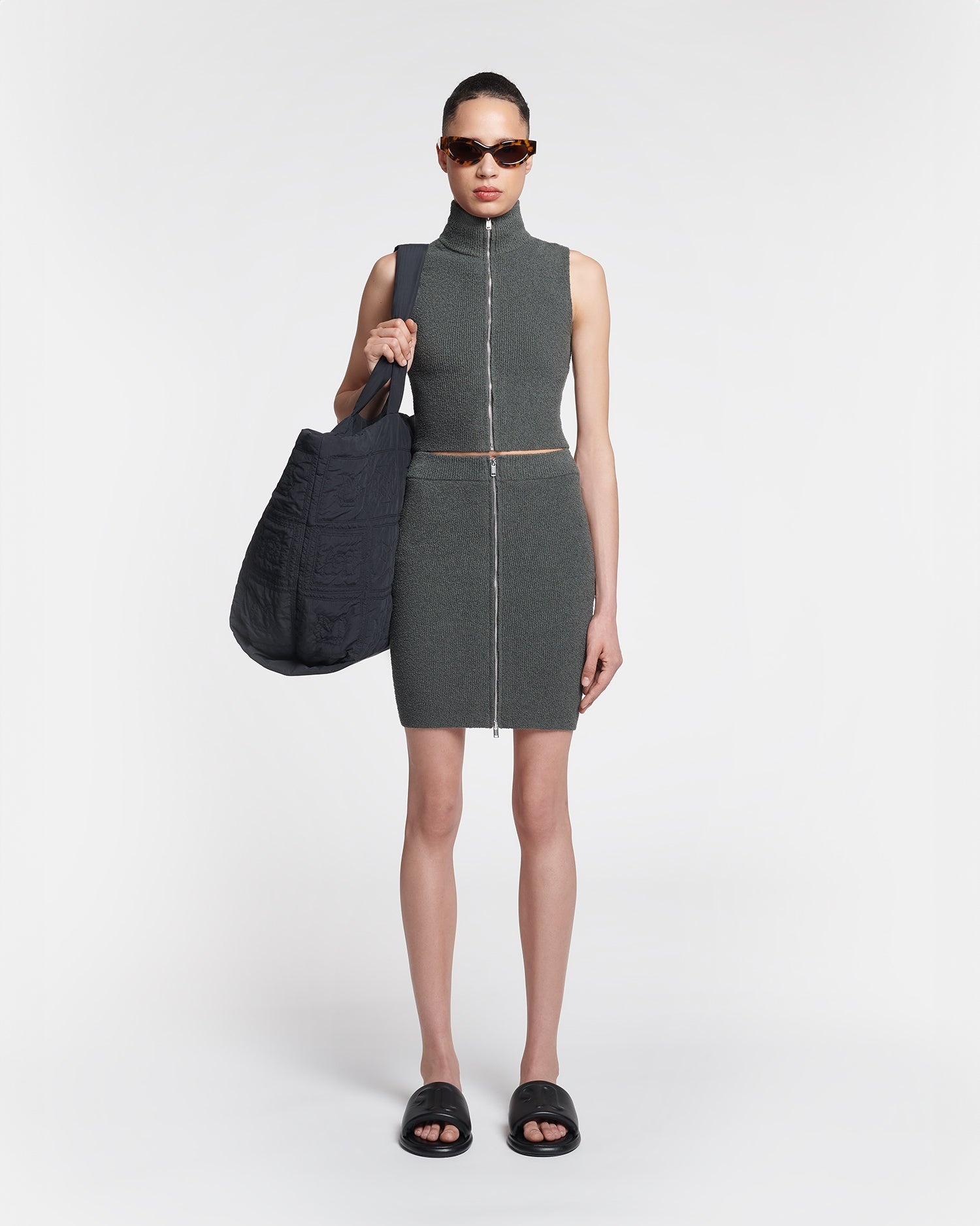 Zip-Up Terry-Knit Mini Skirt - 2