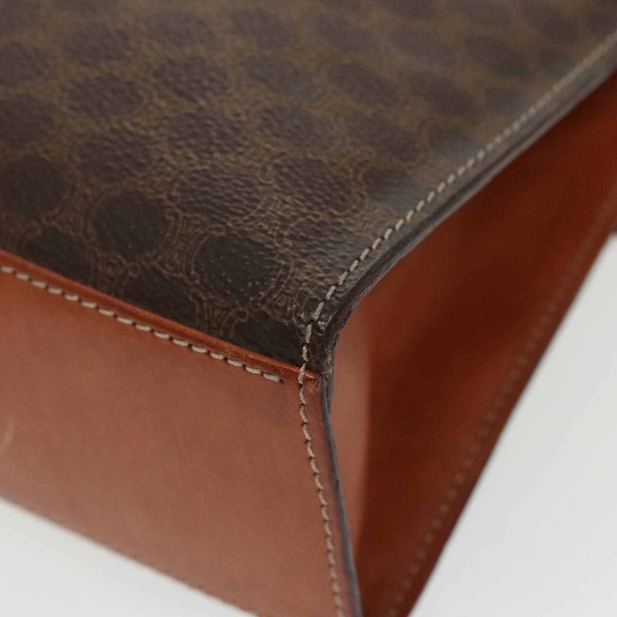 CELINE Macadam Canvas Hand Bag Pvc Leather Brown Gold - 15