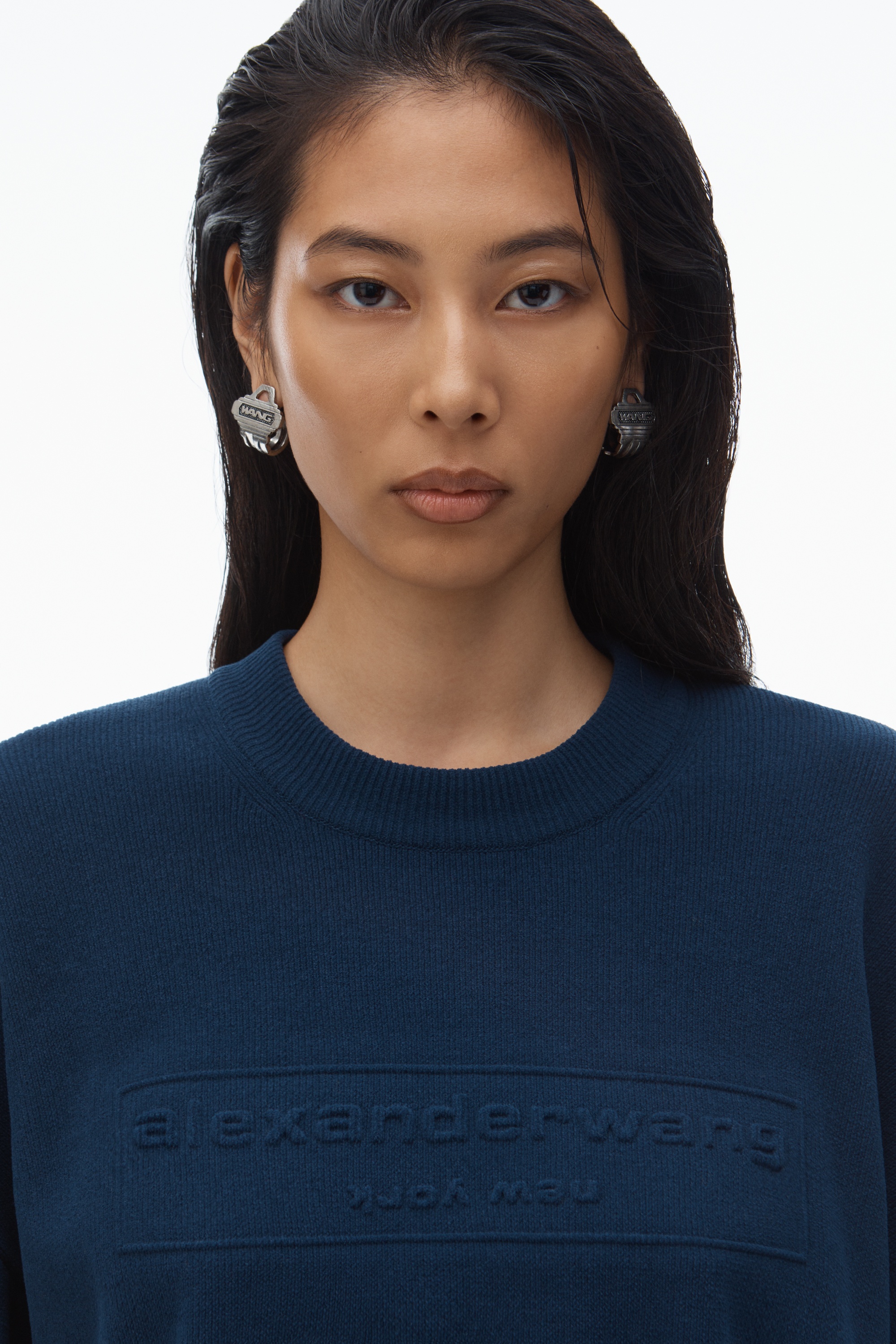 Logo Embossed Ribbed Pullover in Soft Chenille - 3