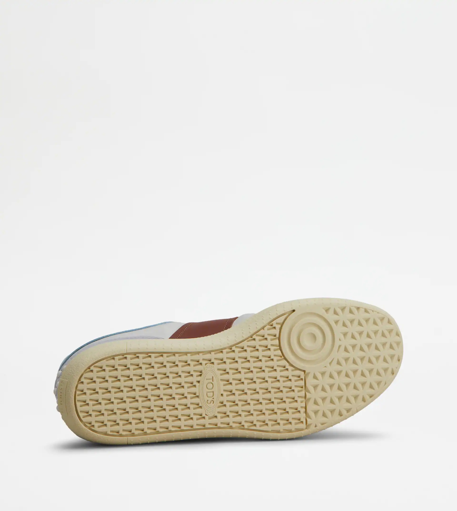 TOD'S TABS SNEAKERS IN LEATHER - OFF WHITE, LIGHT BLUE, BROWN - 4