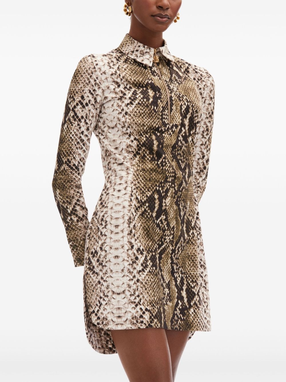 snake-print mini shirt dress - 5