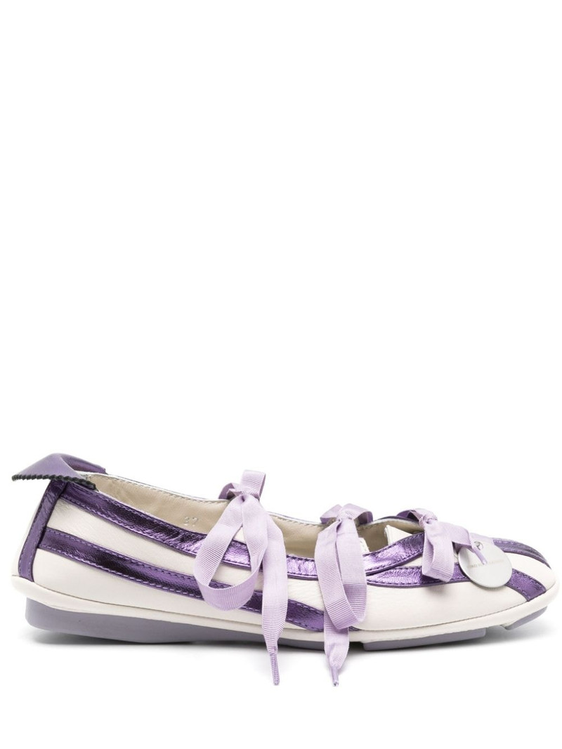 Lella Hybrid lace-up leather ballerina shoes 1