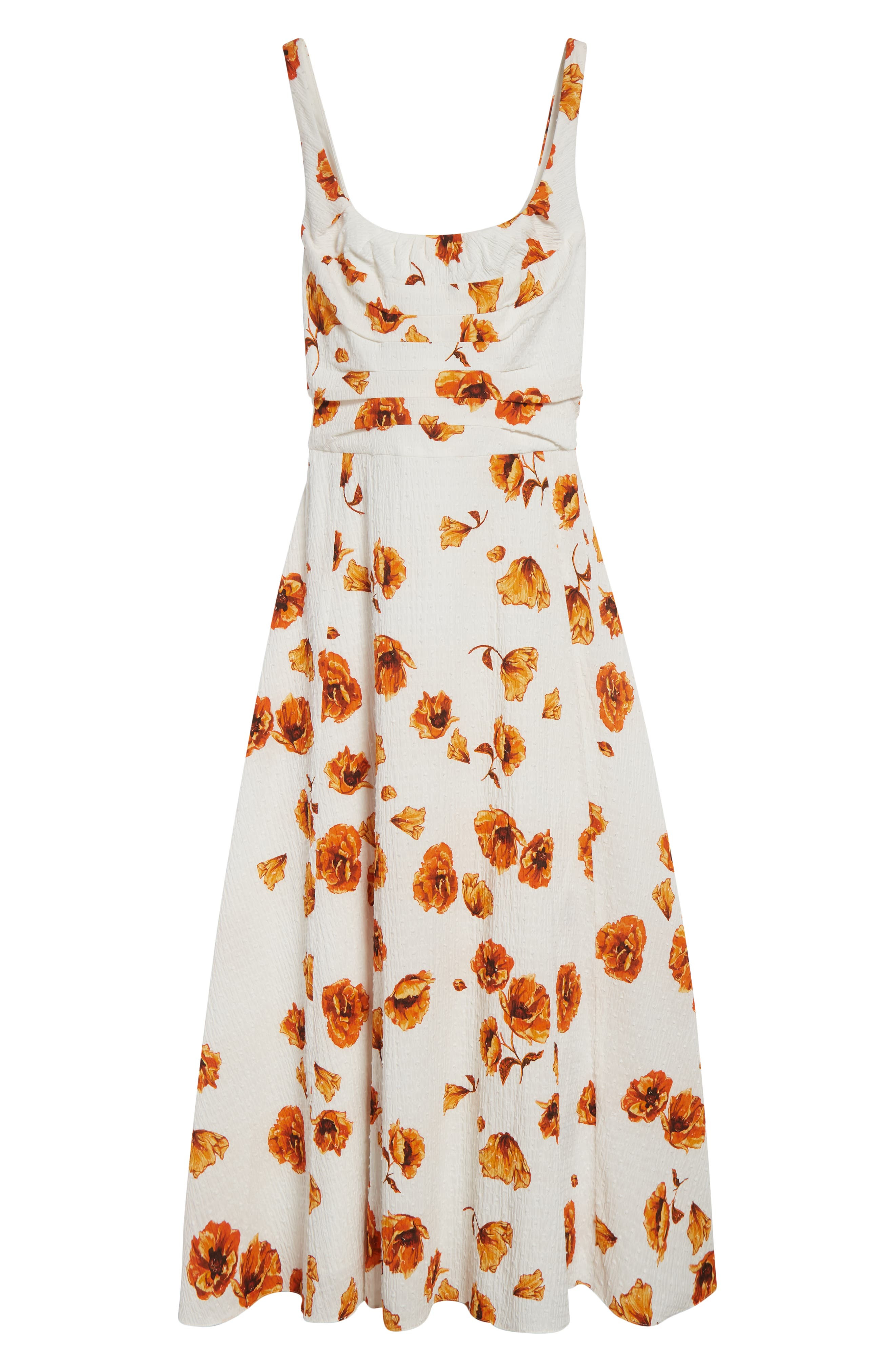 Emilia Wickstead Verena Poppies Print Clip Dot Seersucker Midi Dress in Orange Poppies at Nordstrom - 5