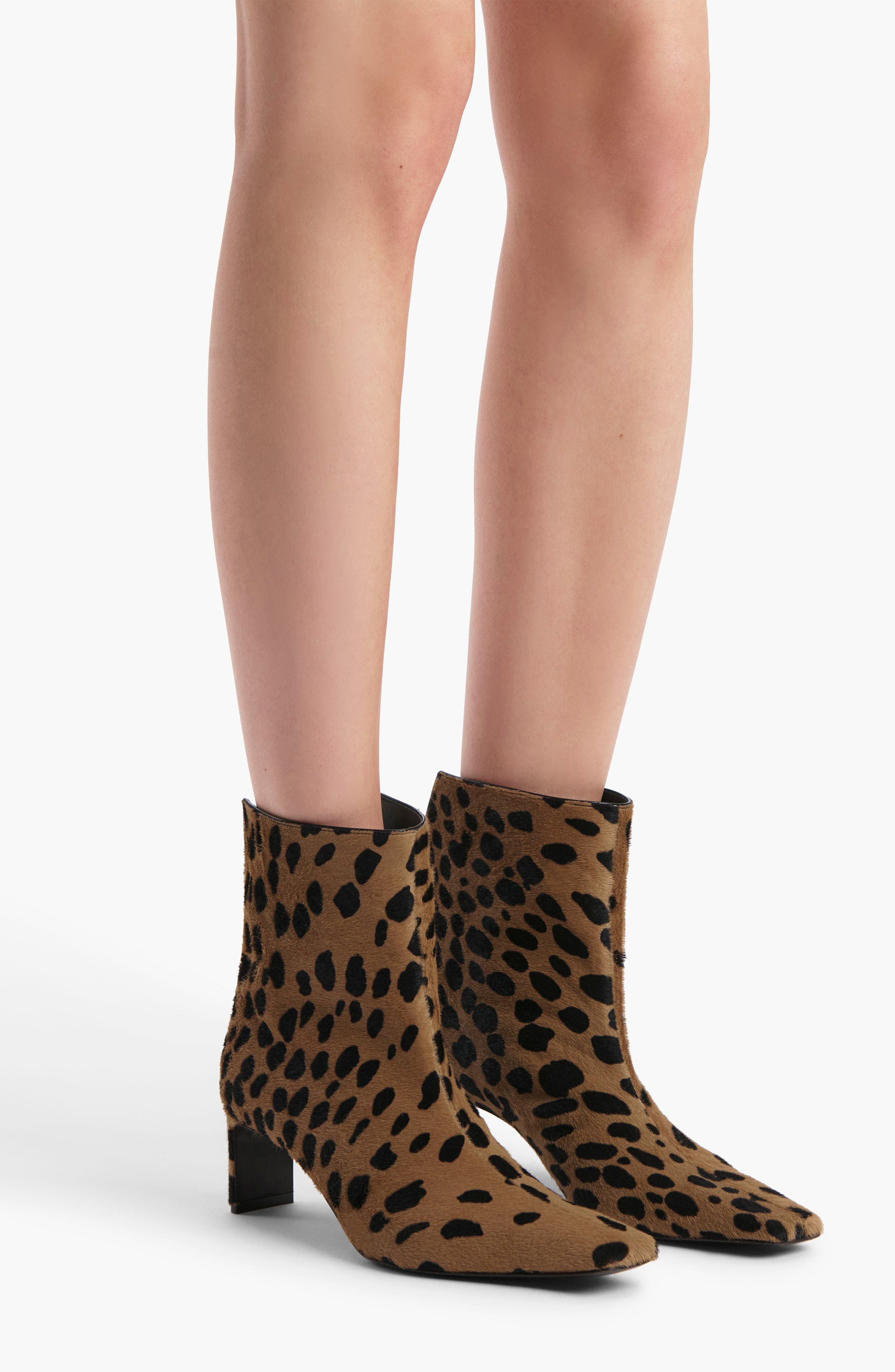 Khaite Ona Genuine Calf Hair Bootie in Camel /Black at Nordstrom - 2