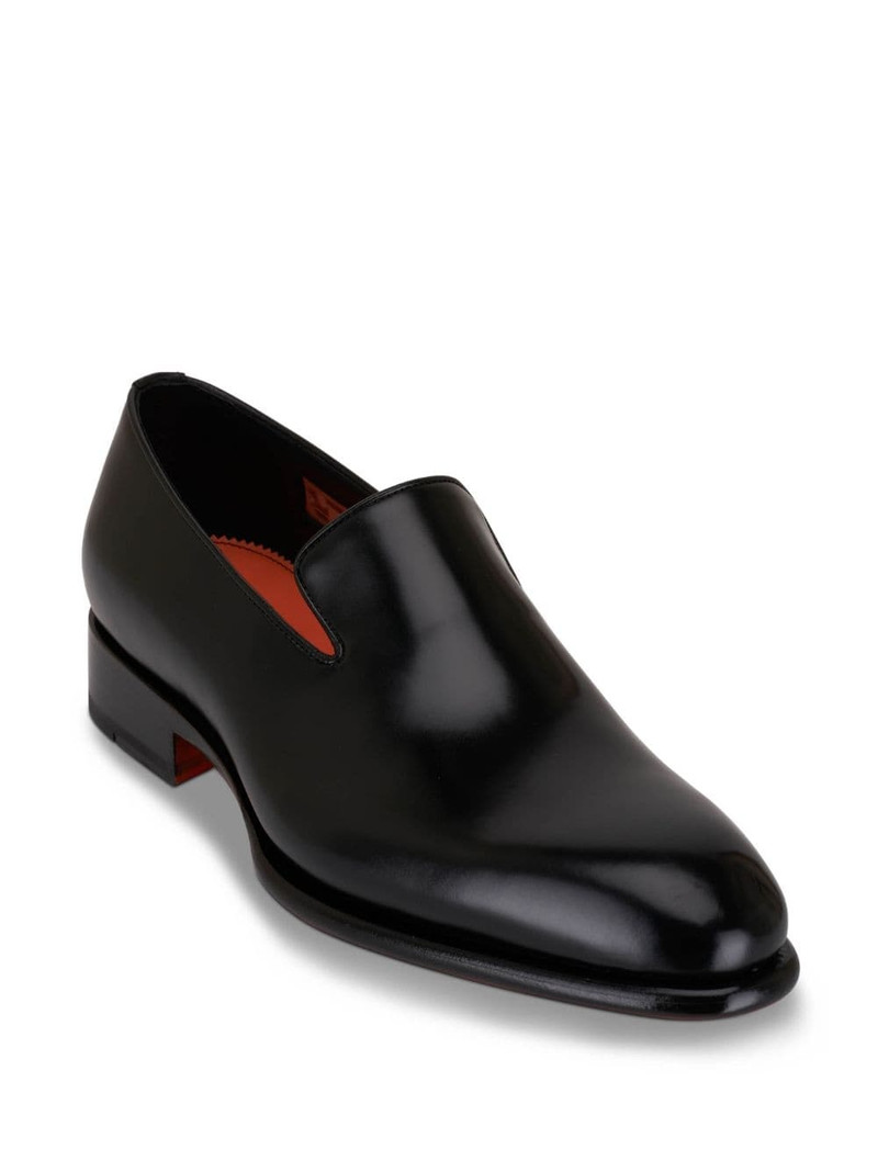 Santoni almond-toe leather loafers outlook