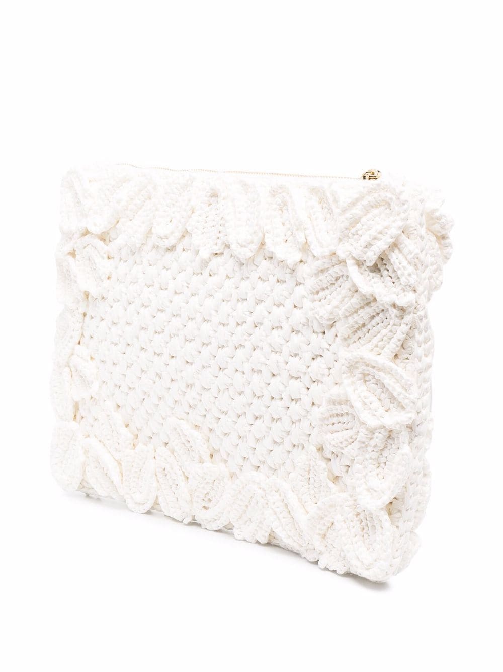 floral woven raffia clutch bag - 4