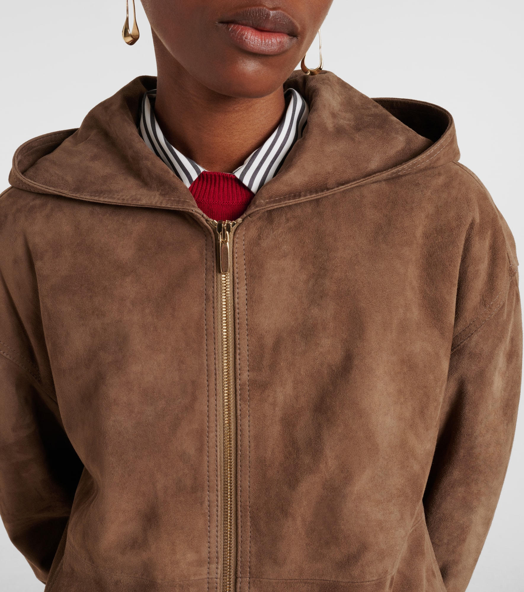 Suede zip-up hoodie - 4
