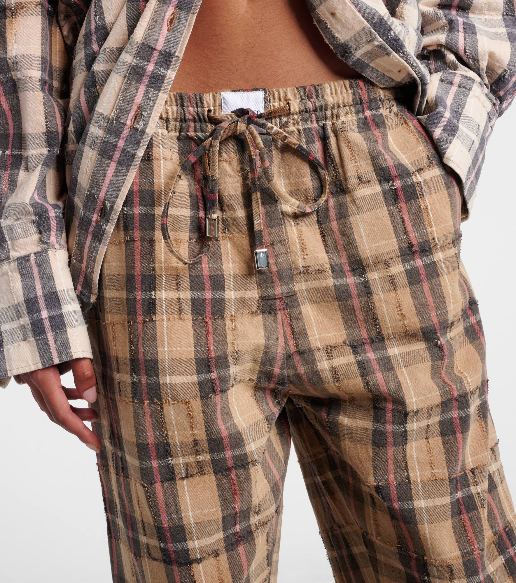 Checked cotton flannel cargo pants - 4