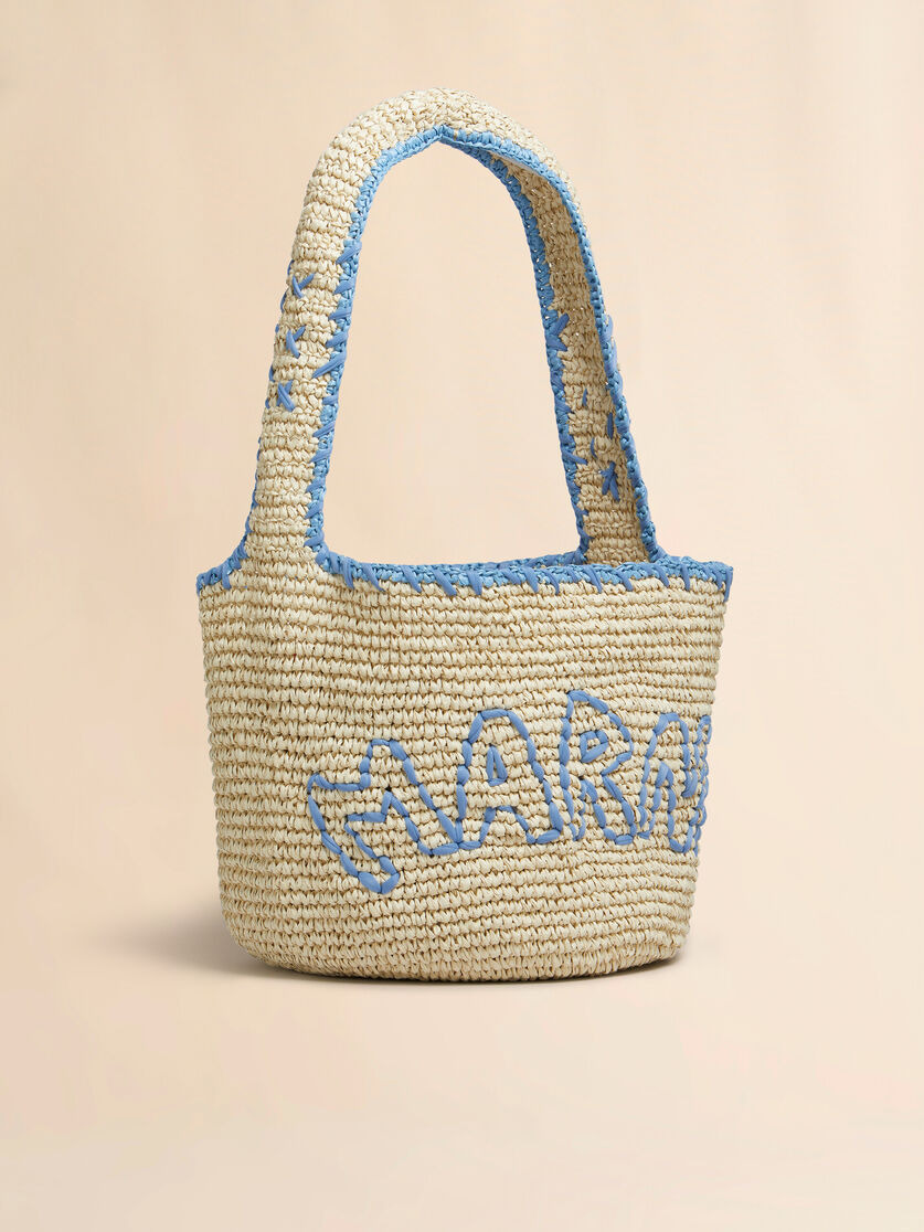NATURAL RAFFIA AND BLUE NASSA MEDIUM HOBO BAG - 6
