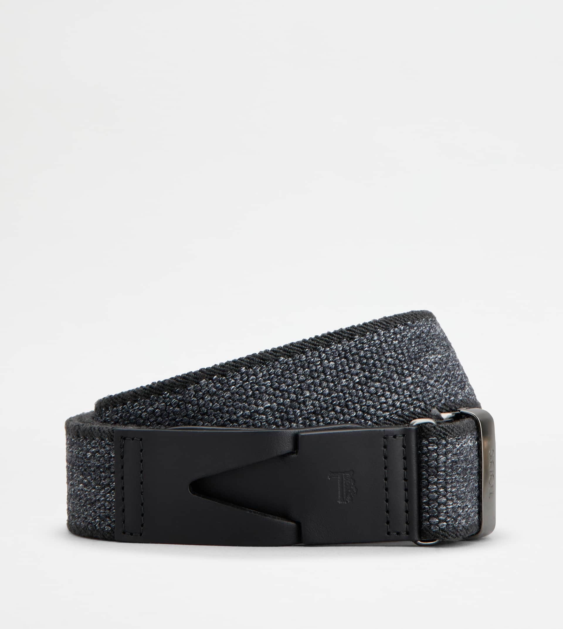 BELT IN CANVAS AND LEATHER - GREY, BLACK - 1