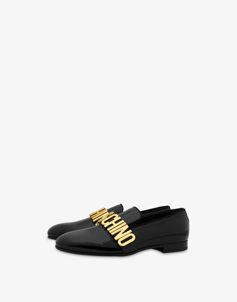 METAL LETTERING PATENT LEATHER LOAFERS 1