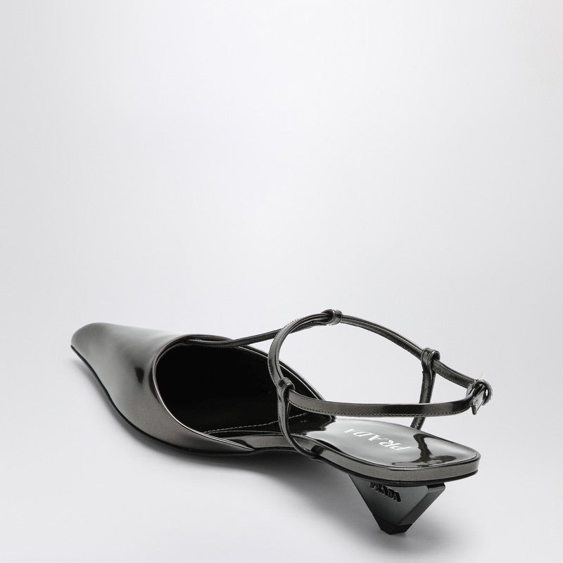 Prada Anthracite Grey Patent Leather Slingback Pumps Women - 2