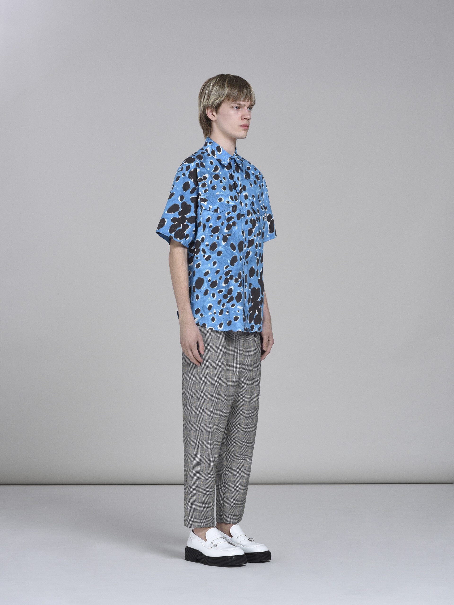 BLUE POP DOTS PRINT POPLIN SHIRT - 5