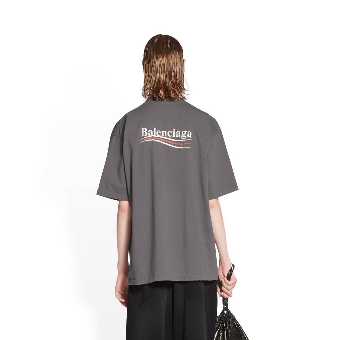 Balenciaga Political Campaign Small Fit T-shirt Dark Grey/White