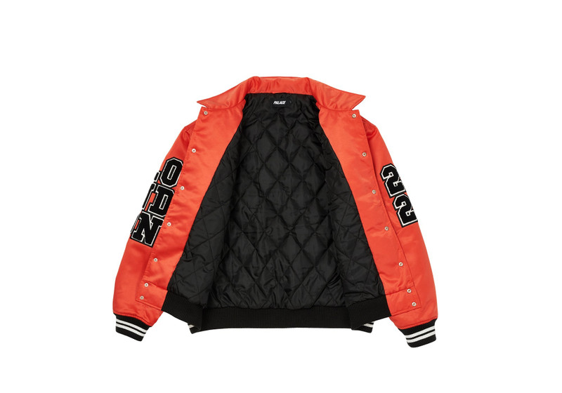 PALACE SATIN VARSITY JACKET ORANGE outlook