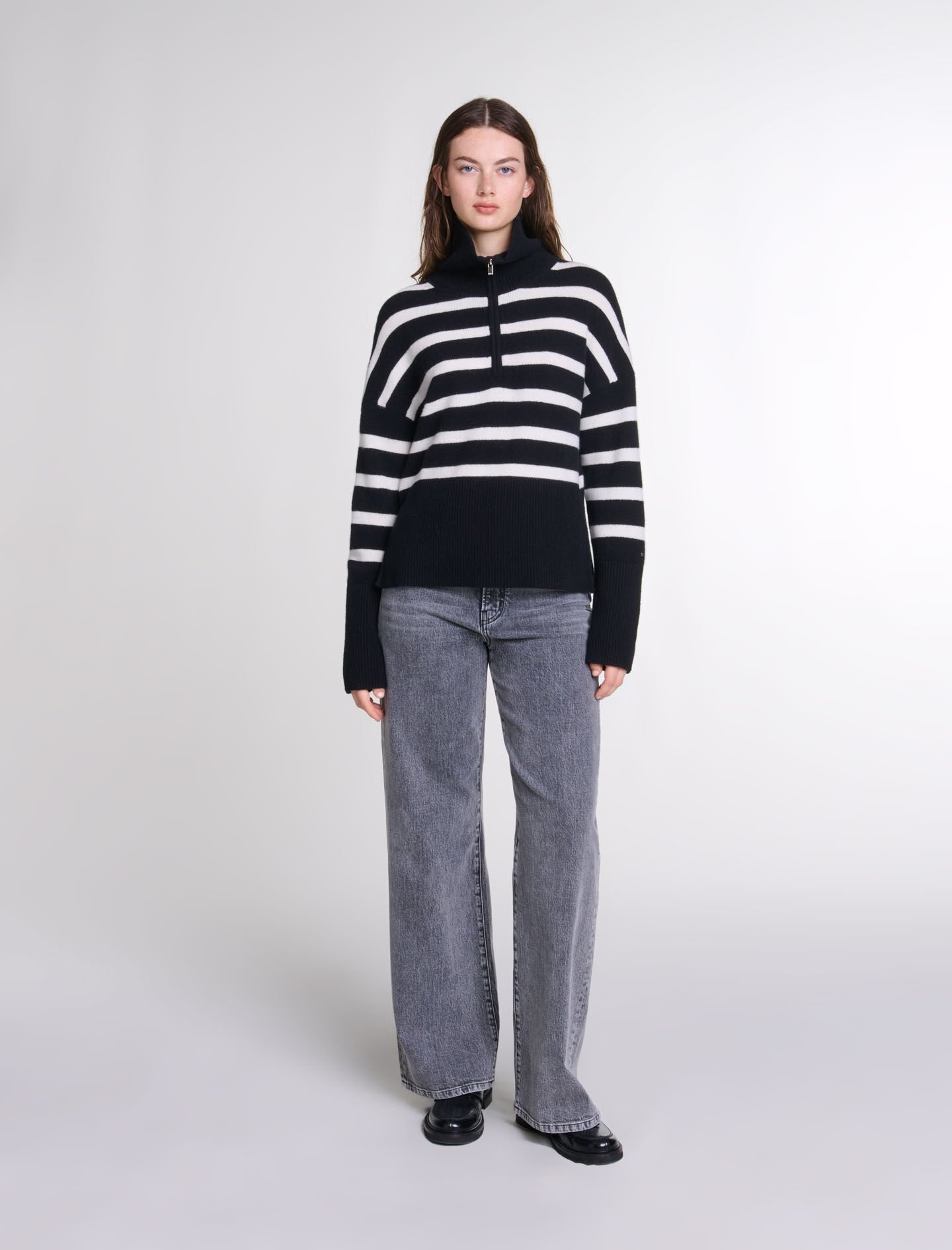 Stripe print high-neck jumper - 2