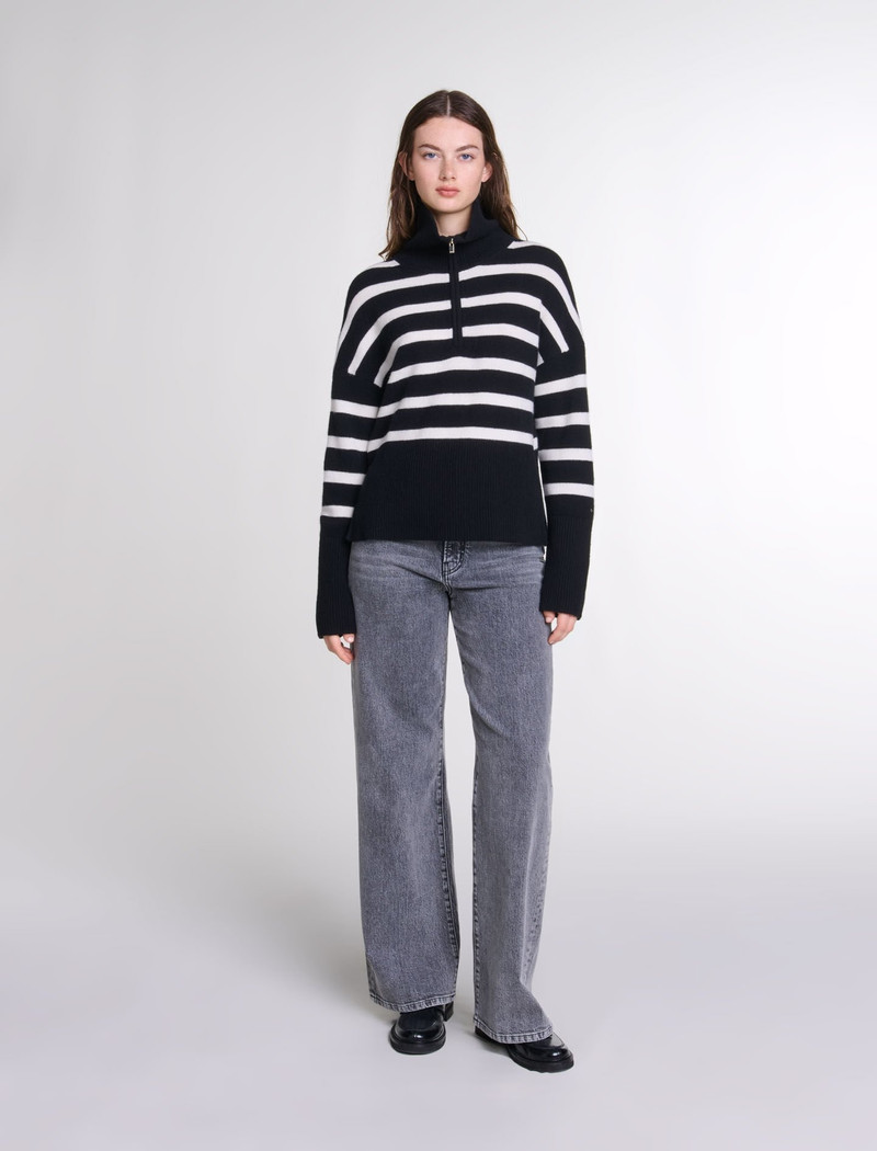 maje Stripe print high-neck jumper outlook
