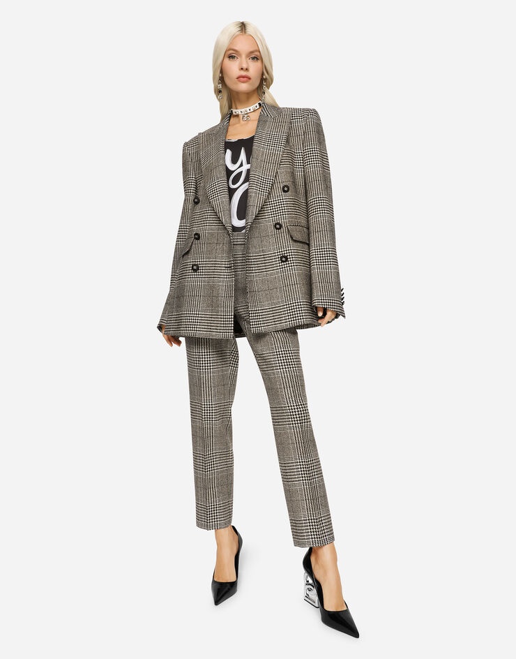 Low-rise glen plaid pants - 5