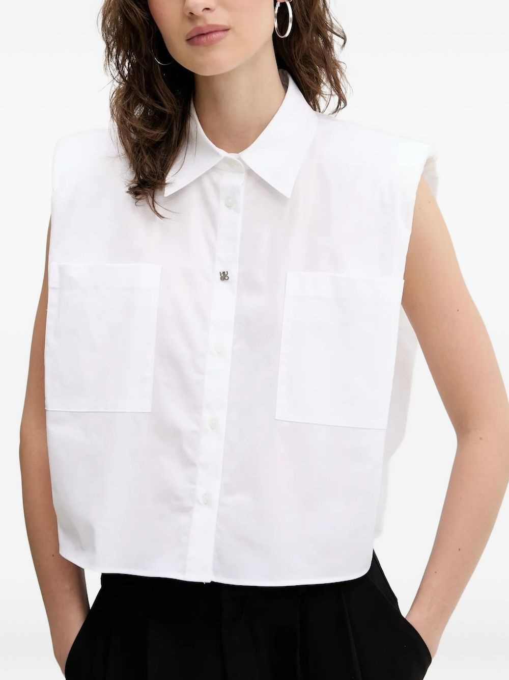 sleeveless patch-pocket shirt - 3