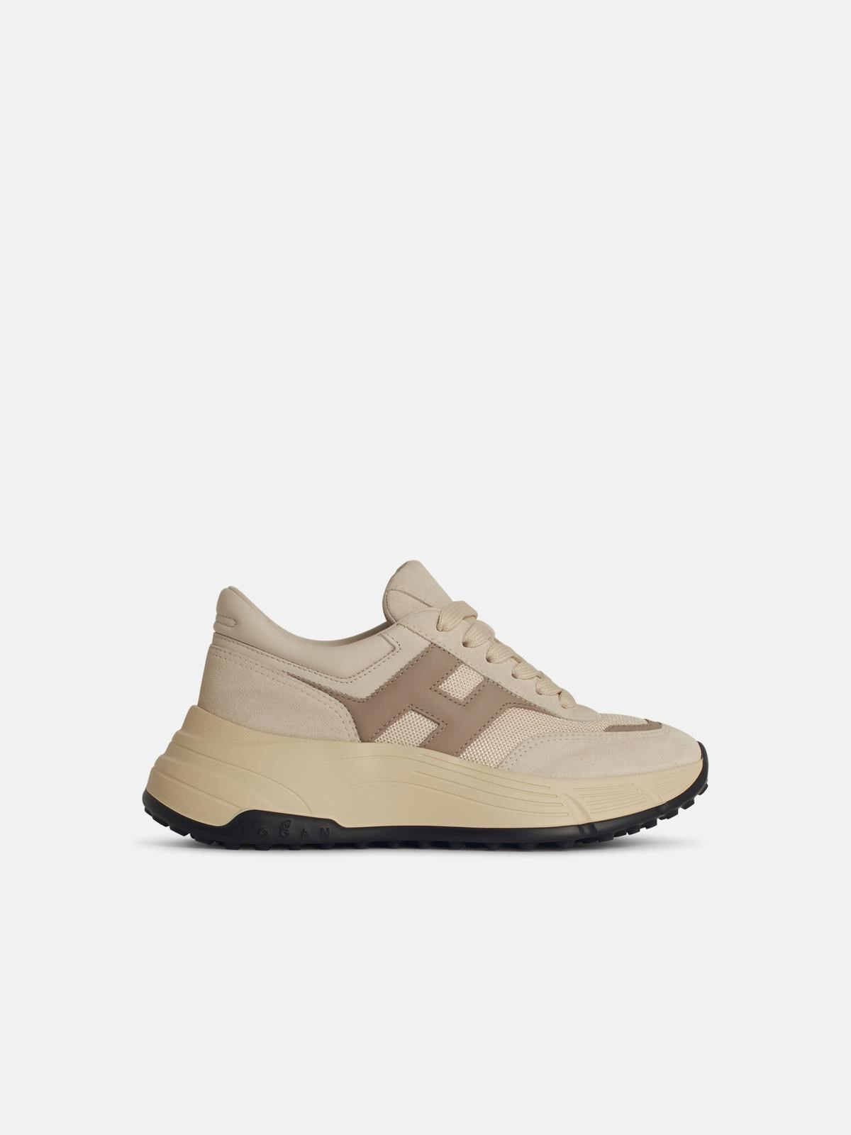 'H669' BEIGE LEATHER SNEAKERS - 1