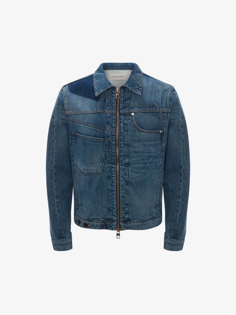Reconstructed Denim Jacket in Denim Blue - 1